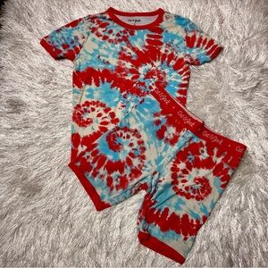 Cat & Jack Kids Size 10 Red and Blue Tie-Dye Pajama Set